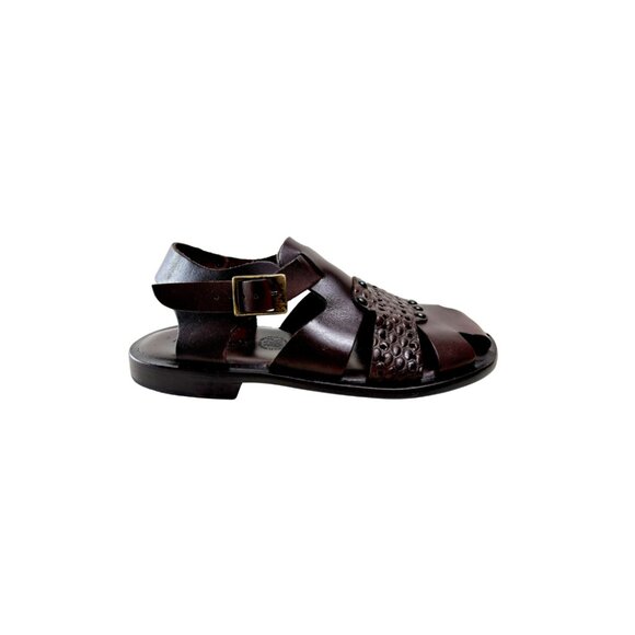 Logan Brown Mens Italian Leather Sandals Shoes main image 4